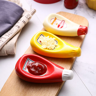 Auramma Collections Squeezed Ketchup Mustard Mayo Bottle Design Condiment Dip Trays