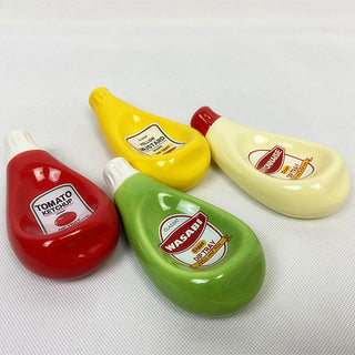 Auramma Collections Squeezed Ketchup Mustard Mayo Wasabi Bottle Design Condiment Dip Trays