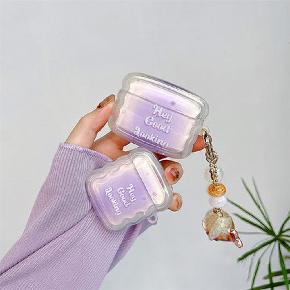 Aesthetic Airpod Case Clear Purple Y2K - Main Image