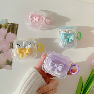 Auramma Collections Wavy Edge Simple Plain Color Cute Pink Purple Blue Green Yellow Ribbon Keyring Soft TPU Case AirPods 1 2 3 Pro