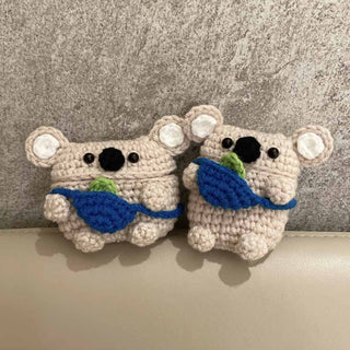 Auramma Collections Wool Knitted Super Cute Koala Messenger Traveler Blue Bag TPU Case For AirPods 1 2 Pro