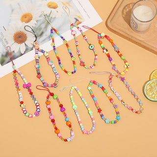 Auramma Collections Y2K Style Colorful Rainbow Clear Solid Bead Love Strawberry Apple Grape Dragon Fruit Avocado Ice-Cream Popsicle Cake Stars Hearts Flower Pastel Candy Phone Charm