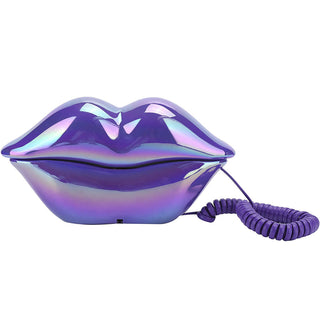 Auramma Collections Y2K Style Funky XL Purple Lips Shaped Landline Phone Home Decor