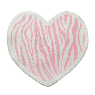 Auramma Collections Y2K Style Heart Shaped Pink Quotes Zebra Stripe Self Love Bath Mat