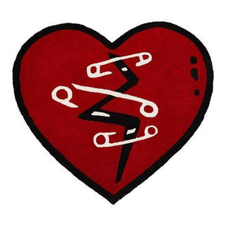 Auramma Collections Y2K Style Heart Shaped love Is Red Broken Heart Lonely Heart Club Area Bedside Rug