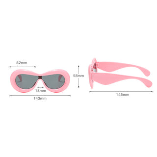 Auramma Collections Y2K Style Round Bubble Frame Yellow Red Pink Blue Black White Uni Lens Sunglasses