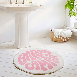 Auramma Collections Y2K Style Heart Shaped Pink Quotes Zebra Stripe Self Love Bath Mat