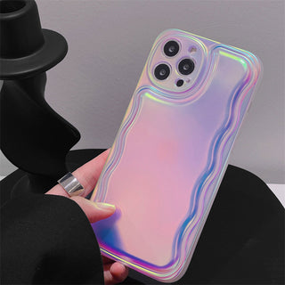Auramma Collections Radiant Laser Color Wavy Cushion Style Soft TPU Case iPhone 15 14 13 12 11 Pro Max Plus X XS