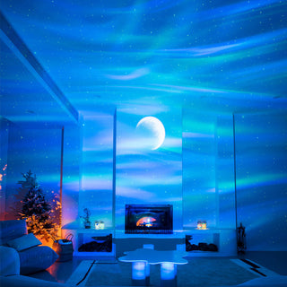 Auramma Dreamy Aurora Northern Lights Sky Moon Night Light Projector Music Speaker Bluetooth USB Gift Home Decor