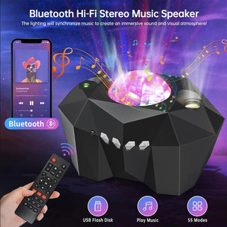 Auramma Dreamy Aurora Northern Lights Sky Moon Night Light Projector Music Speaker Bluetooth USB Gift Home Decor