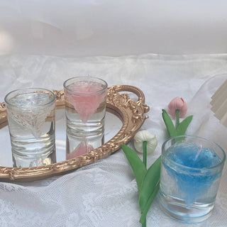 Auramma Collections Funky Kawaii Creative Upside Down Floating Blue Pink Clear Iceberg Handmade Aromatherapy Scented Gel Candle In Glass Water