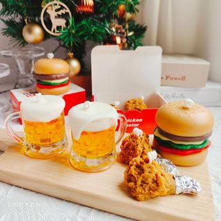 Auramma Funky Kawaii Realistic Creative Funny Foam Beer Butterbeer Jar Fried Chicken Drumstick Hamburger Handmade Aromatherapy Scented Soy Wax Candle